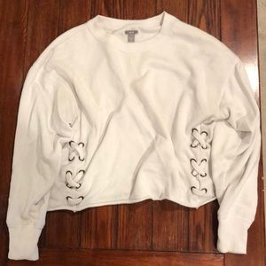 Aerie small cropped white hoodie